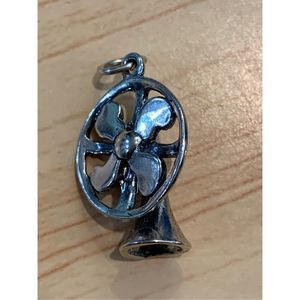Vintage Table Fan Sterling Silver Jewelry Charm #retro